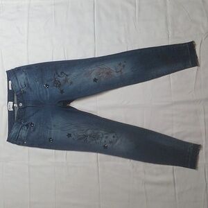 William Rast Perfect Skinny Floral Graphic Denim Blue Jeans 29 Justin Timberlake